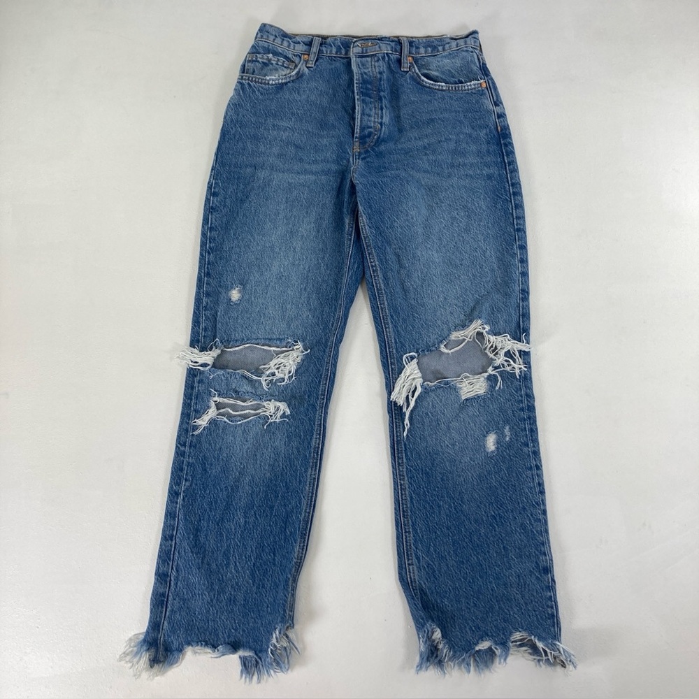 FREE PEOPLE WE THE FREE Jeans Women Distressed Size 27 Button Fly Raw Bohemian - Picture 13 of 16